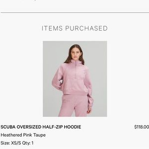 Like new Lululemon pink heathered taupe scuba half zip